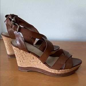 Studio Paolo Brown Leather Cork Wedges